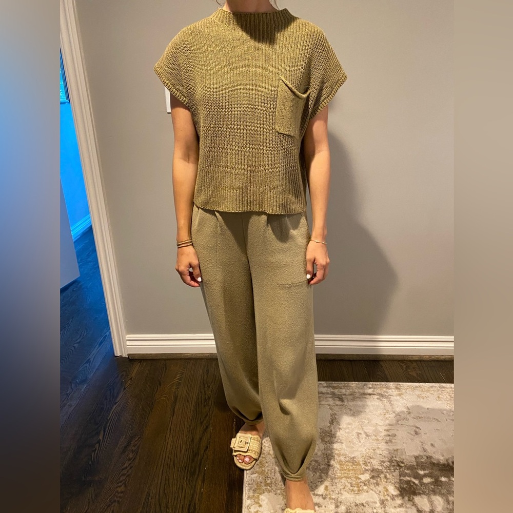 Green free people sweater set
